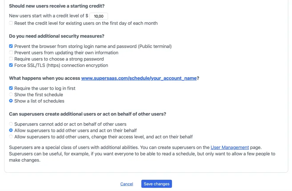 Other registration/authorization settings
