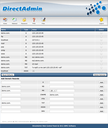 Screenshot DirectAdmin