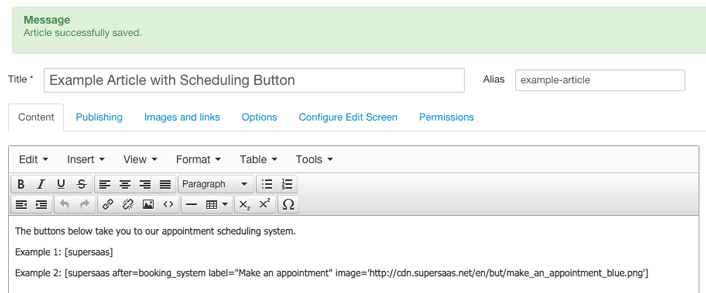 Introducir varios botones de reserva en un artículo Joomla!