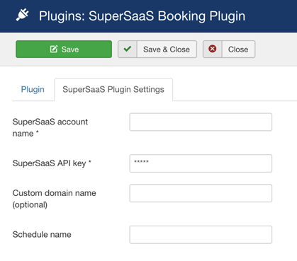 Plugin de reserva Joomla! SuperSaaS