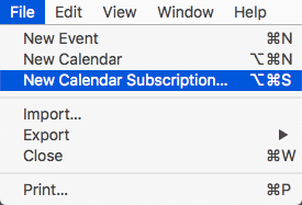 Elegir Nueva suscripción a calendario…