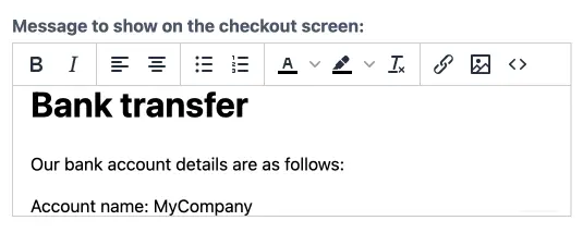Modify the message at the checkout screen