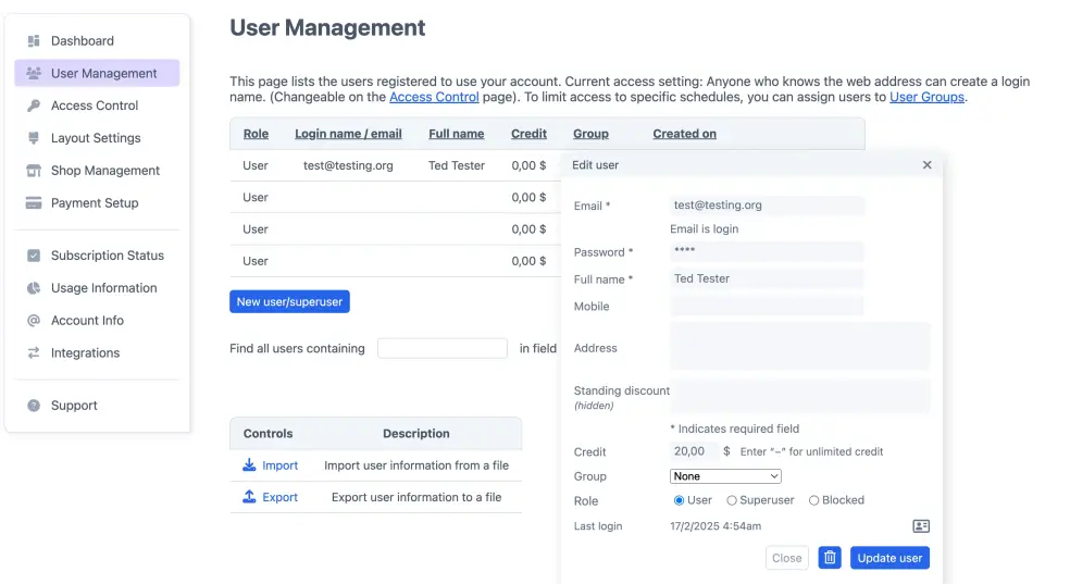 Manipulating individual users’ credit