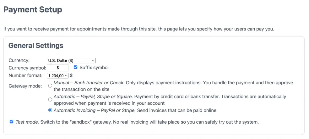 Invoicing setup