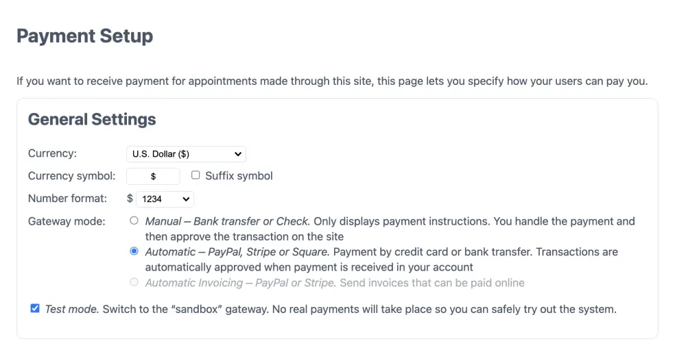 Setting up a payment provider