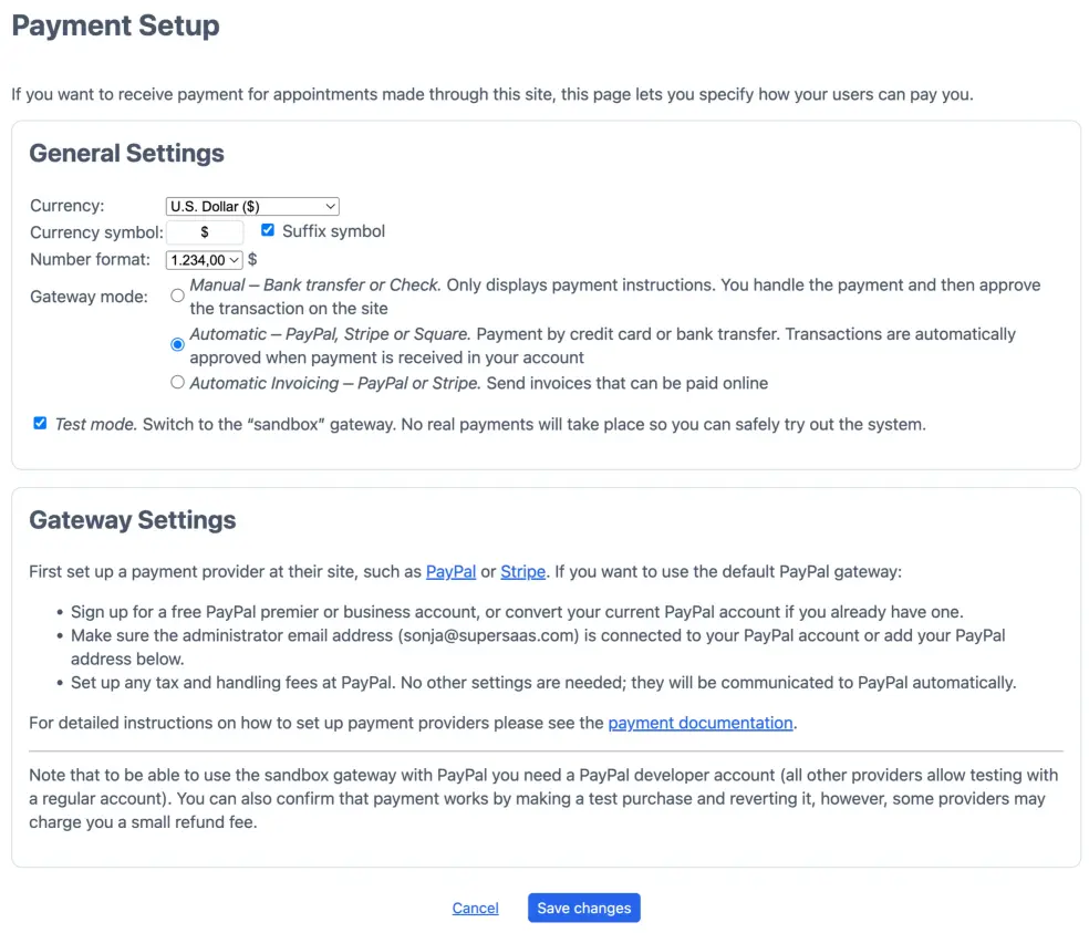 Setting up online payment