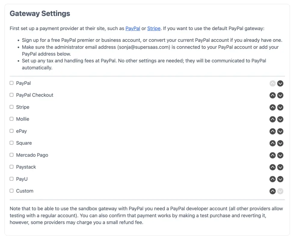 Setting up online payment