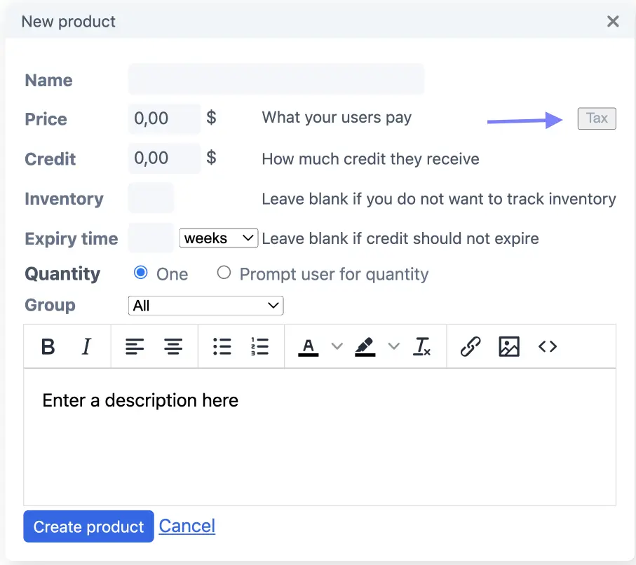 Add tax to product