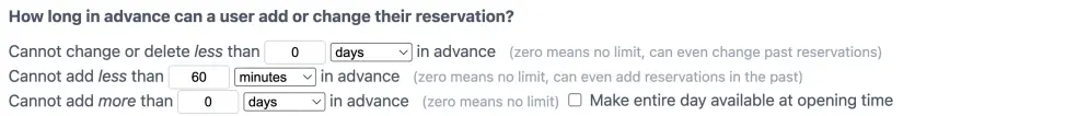 When can reservations be made?