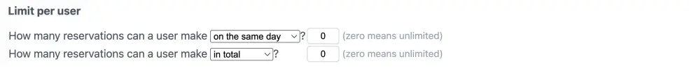 Limit per user
