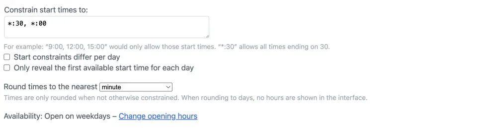 Start time constraints
