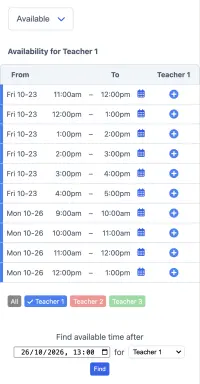 SuperSaaS schedule for parent-teacher meetings on mobile
