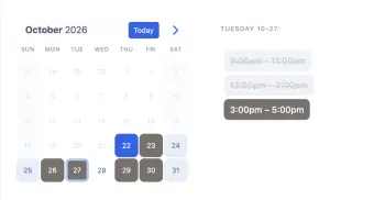 SuperSaaS therapy scheduling widget embedded on a therapist practice website