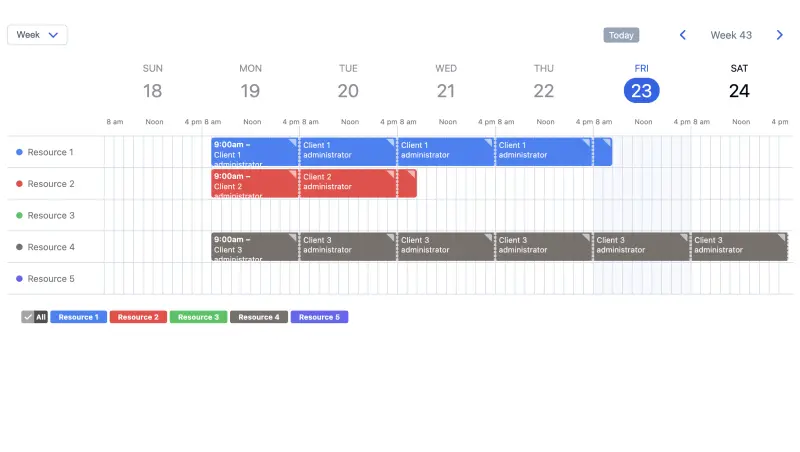 Beispiel für einen Online-Terminbuchungskalender von SuperSaaS auf einem Computer für Schulung & Weiterbildung