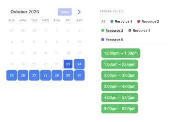 Beispiel für einen Online-Terminbuchungskalender von SuperSaaS auf einem Tablet für Schulung & Weiterbildung