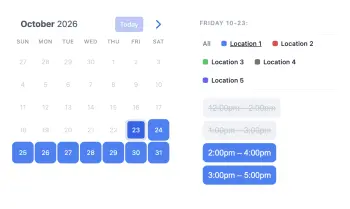 Beispiel für einen Online-Terminbuchungskalender für Escape Rooms von SuperSaaS auf einem Tablet.