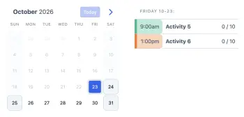Esempio di widget SuperSaaS per giri turistici e visite guidate visto su un tablet