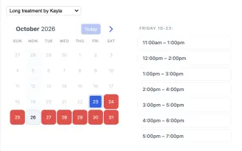 SuperSaaS spa & wellness booking widget embedded on a spa website