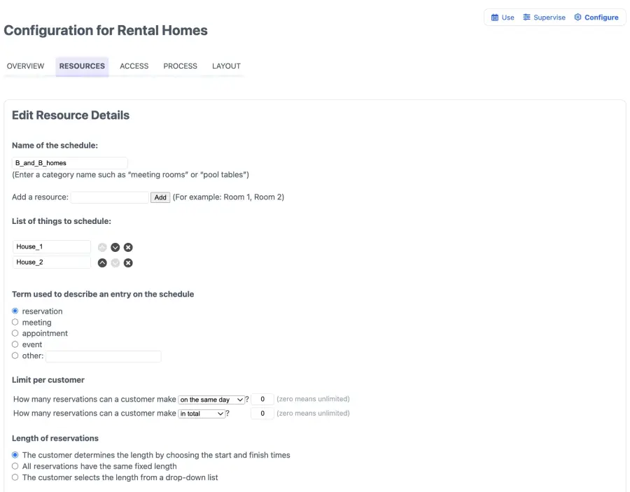Admin resources tab
