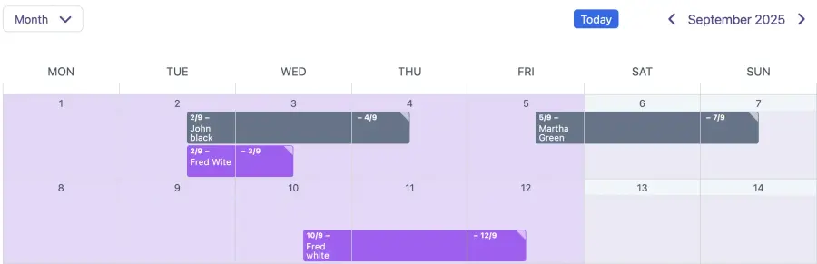 Schedule with booking