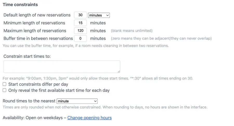 add time constraints to your bookings