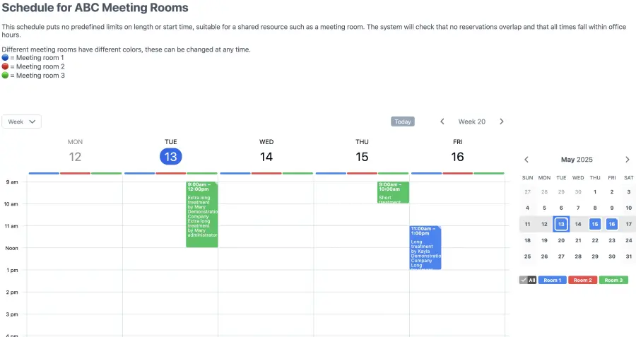 online room booking schedule