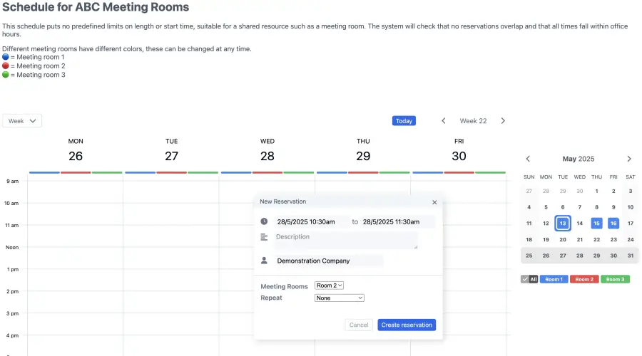 create new meeting room booking
