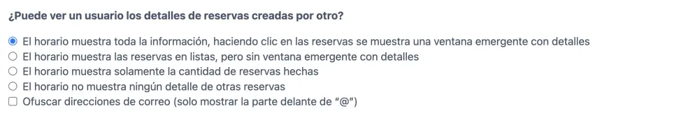 Visibilidad de detalles de cita