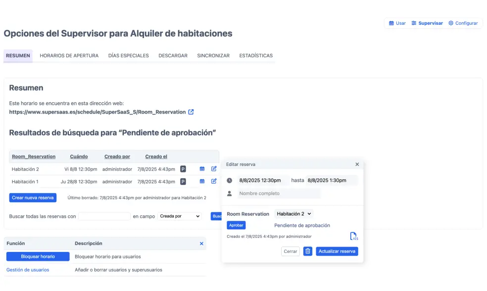 Ventana emergente de aprobación