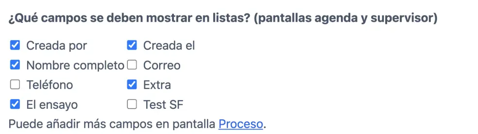 Campos para incluir en vistas de lista