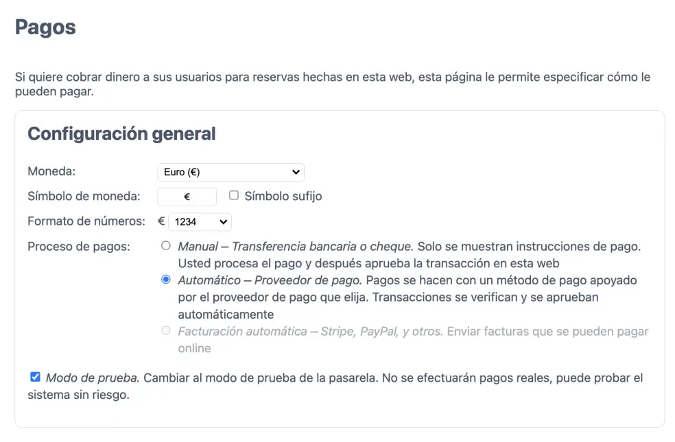 Configurar pagos online