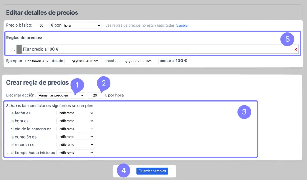 Ejemplo de creación de regla de precios