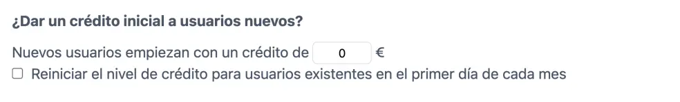 Configurar crédito inicial