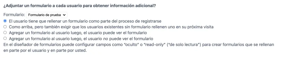 Adjuntar un formulario de registro