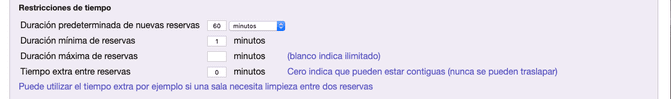 Duración predeterminada en los horarios de recursos