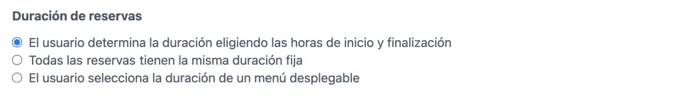 Duración de las reservas