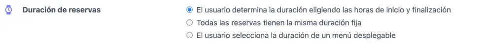 Duración de las reservas