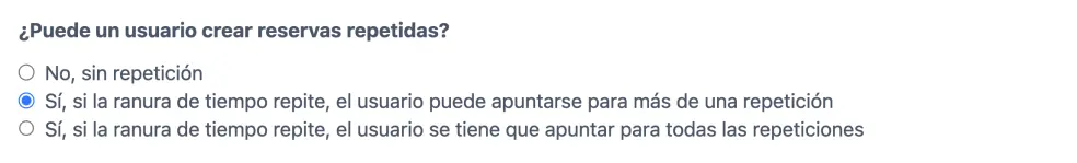 Repetir reservas de horario de capacidad