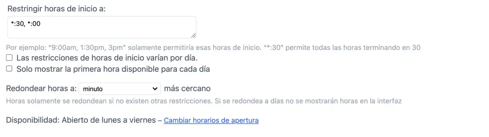 Restricciones del tiempo de inicio