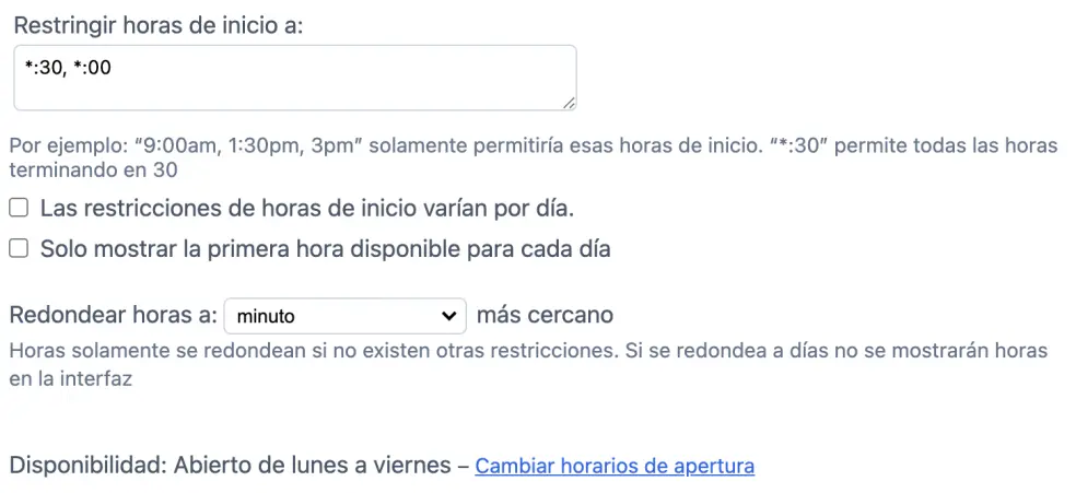 Restricciones del tiempo de inicio