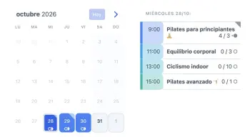 Ejemplo de widget de SuperSaaS en una tableta para clases de yoga o pilates