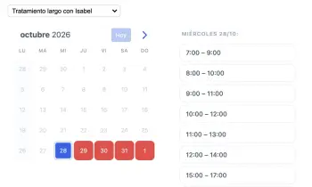Widget de reservas de spa y bienestar de SuperSaaS integrado en una web