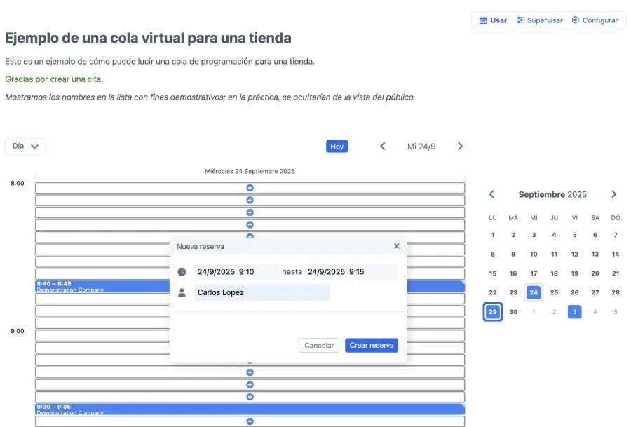 Ejemplo de cola