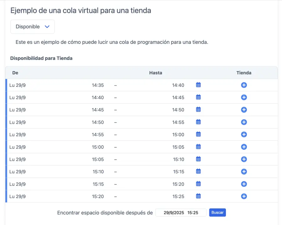 Cola virtual en dispositivo móvil