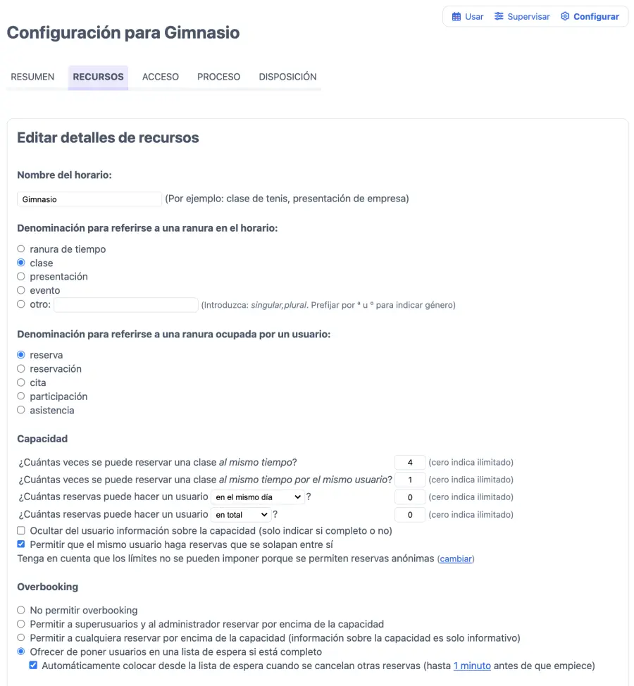 Pestaña Recursos
