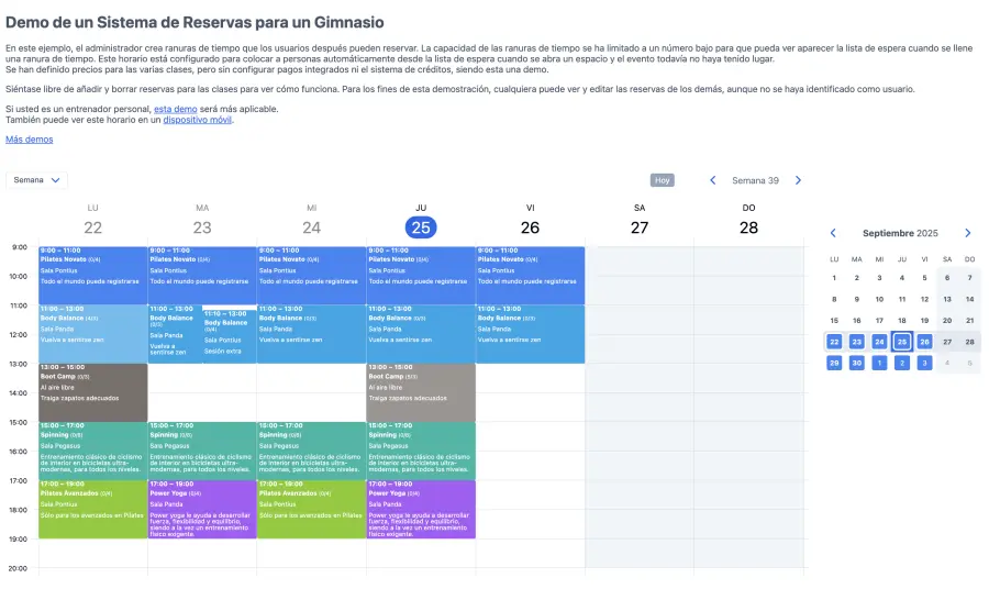 Usuarios de horario de fitness