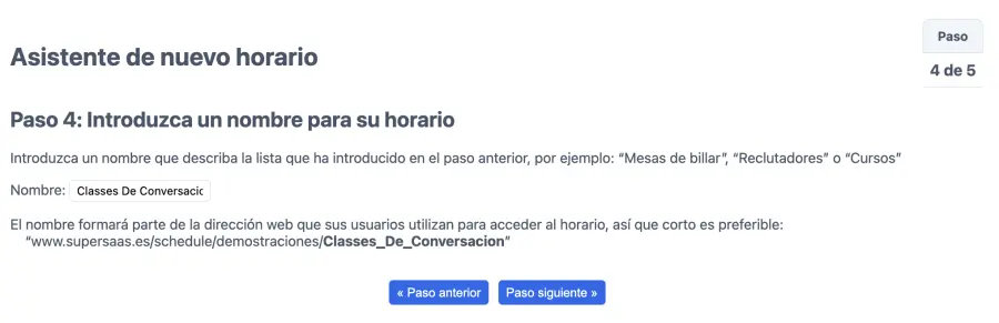 Nombrar tu horario