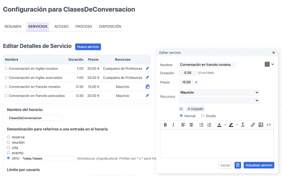 Precios de clases de conversación