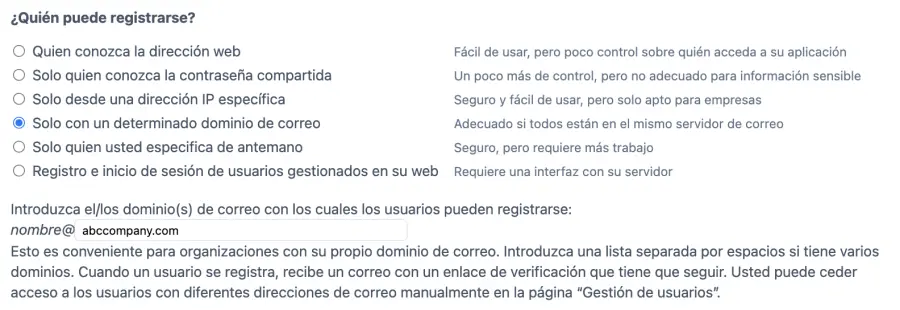 Especificar quién se puede registrar para tu horario