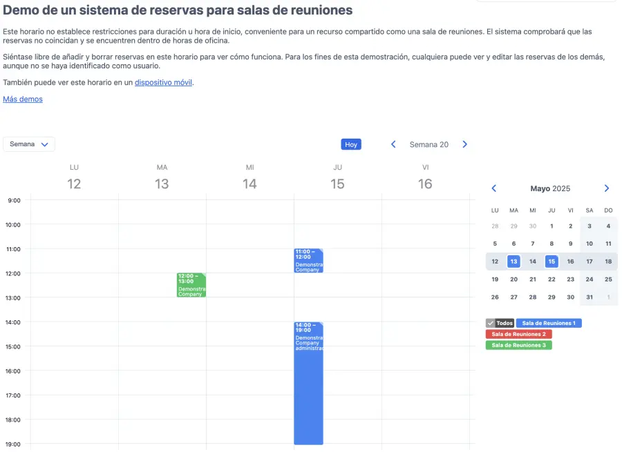 Horario de reserva de salas online